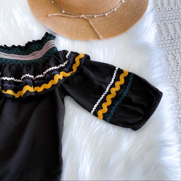 Red Carter Ric Rac Off The Shoulder Cropped Crop Top Paloma Ruffle Embroidered - Picture 6 of 14